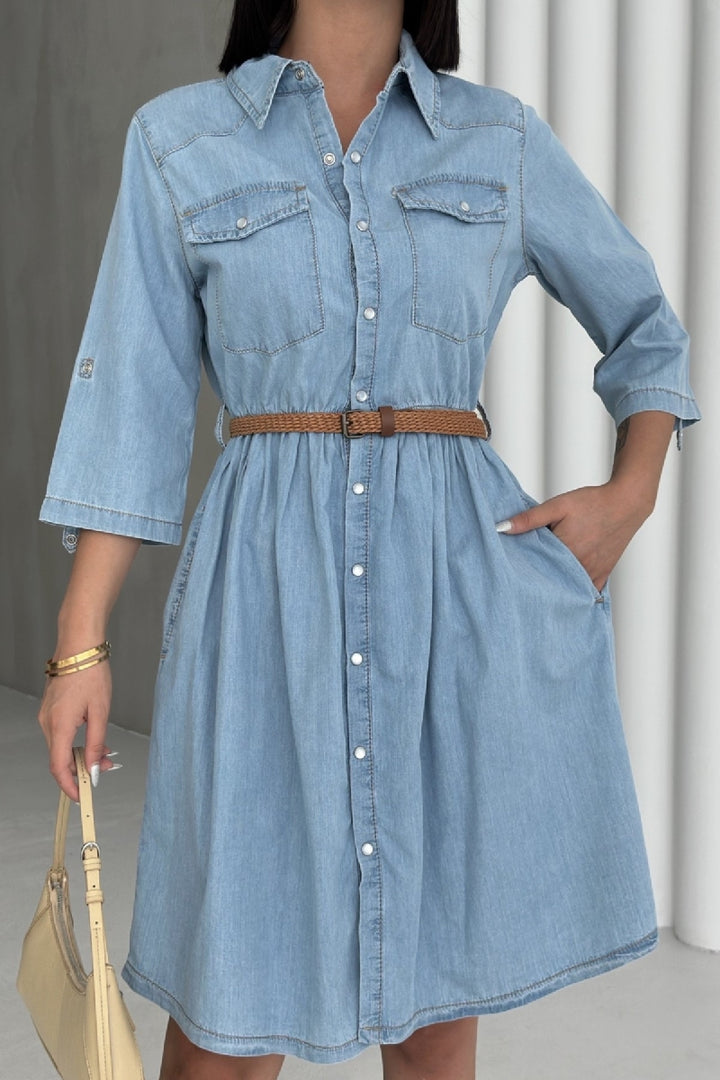 XLJ Short Denim Dress with Ruffle Detail - Reims