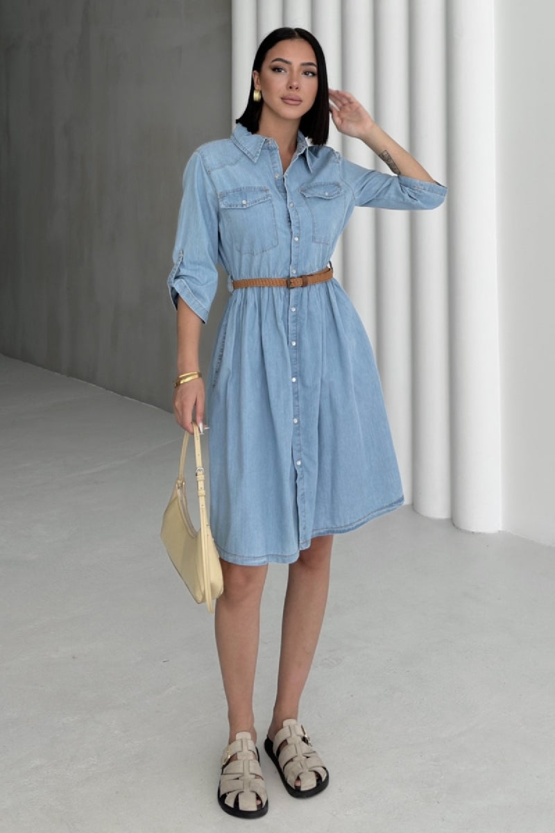 XLJ Short Denim Dress with Ruffle Detail - Reims