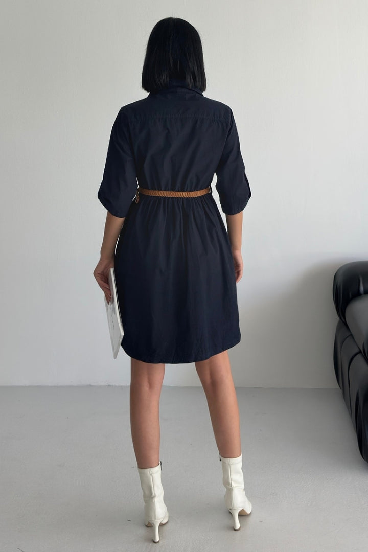 XLJ Short Denim Dress with Ruffle Detail - Ashton