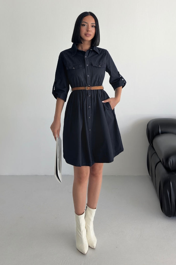 XLJ Short Denim Dress with Ruffle Detail - Ashton
