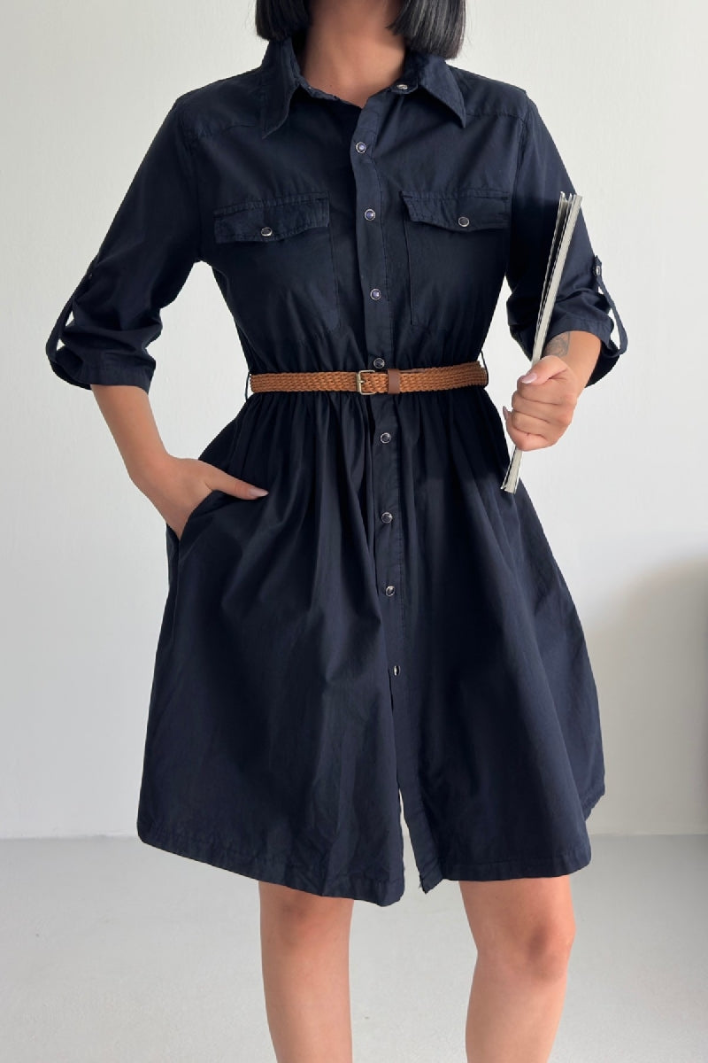 XLJ Short Denim Dress with Ruffle Detail - Ashton