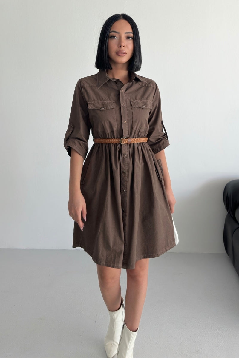XLJ Short Denim Dress with Ruffle Detail - San Pedro Mixtepec