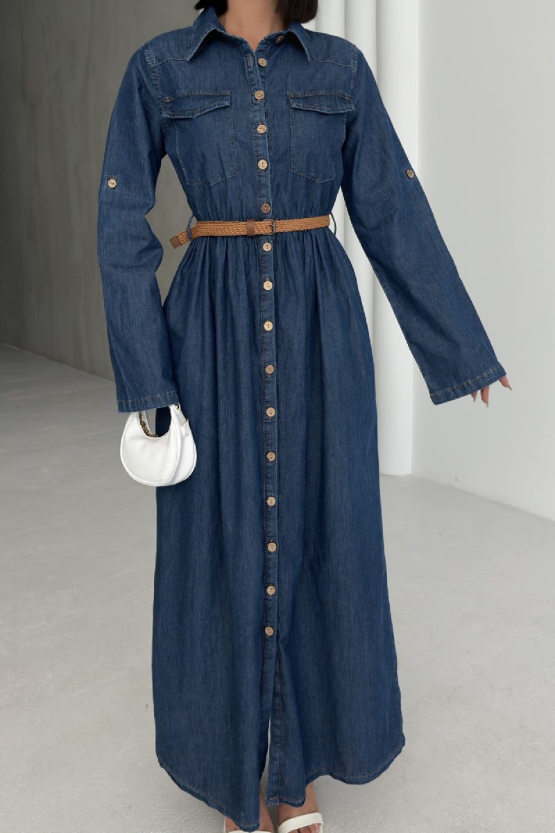 XLJ Buttoned Long Denim Dress - Lorain