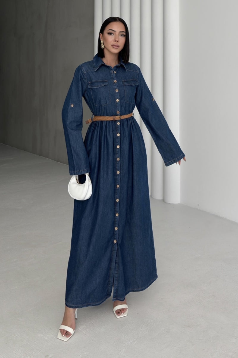 XLJ Buttoned Long Denim Dress - Lorain