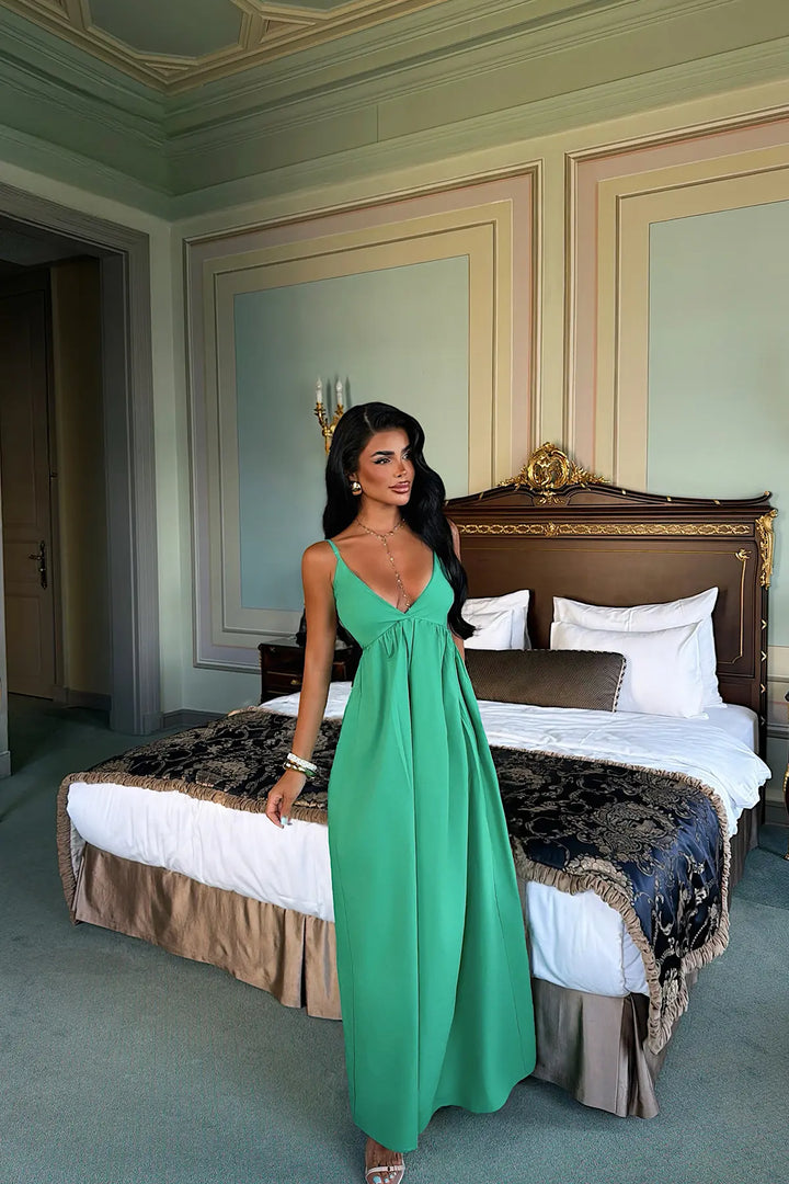 EYY Women Green Strappy Long Dress - Anniston