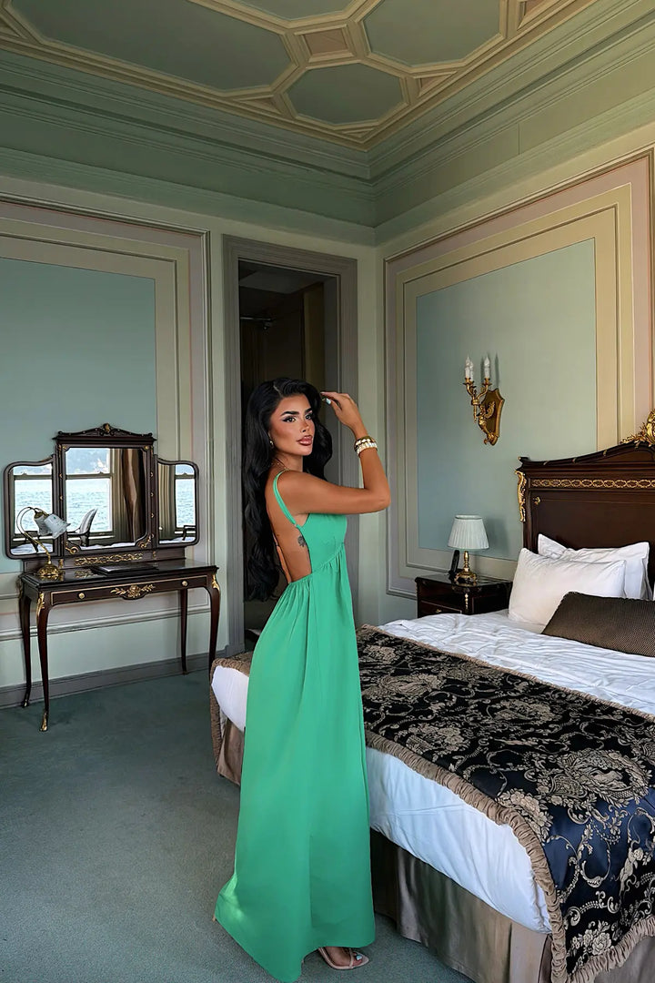 EYY Women Green Strappy Long Dress - Anniston