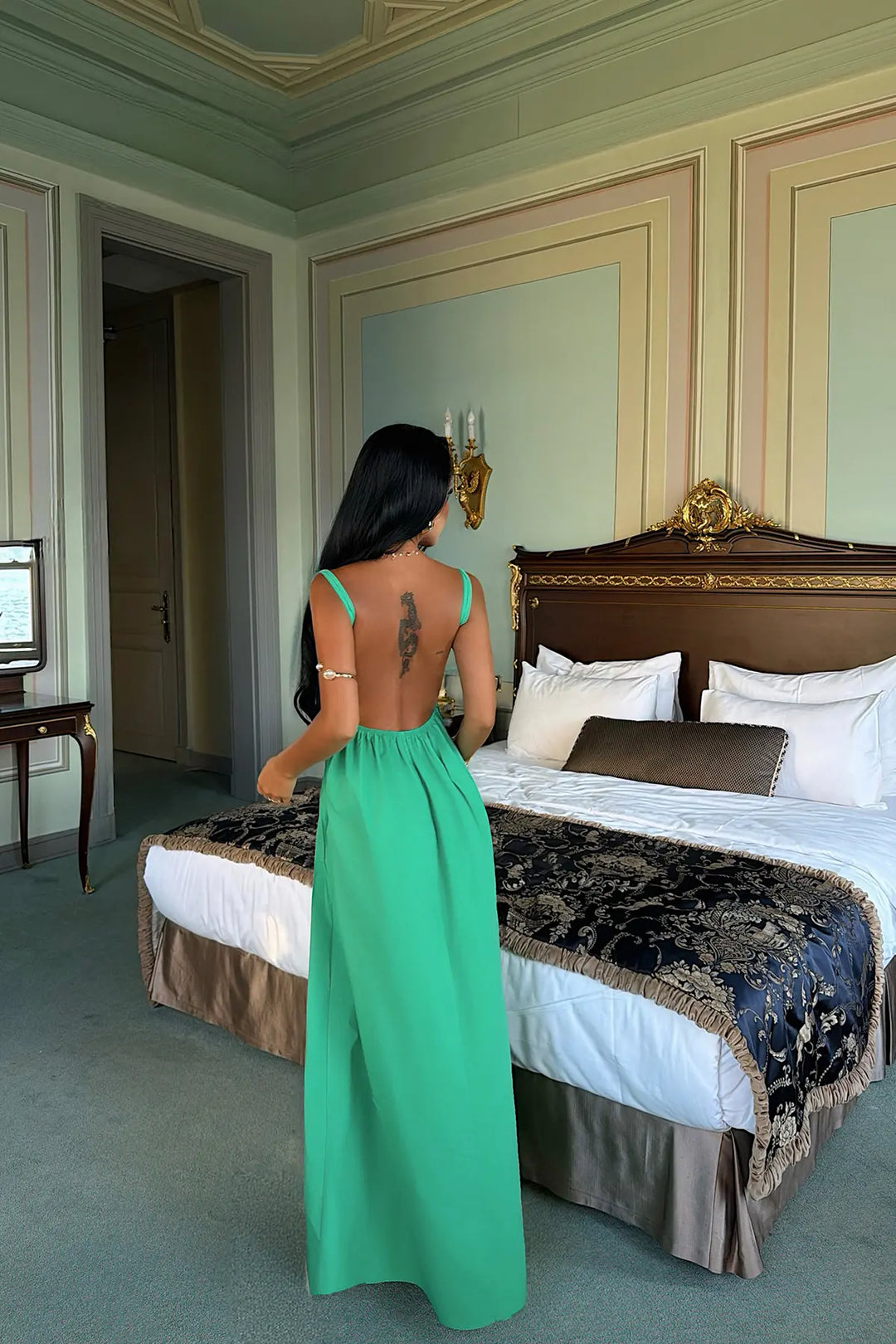 EYY Women Green Strappy Long Dress - Anniston