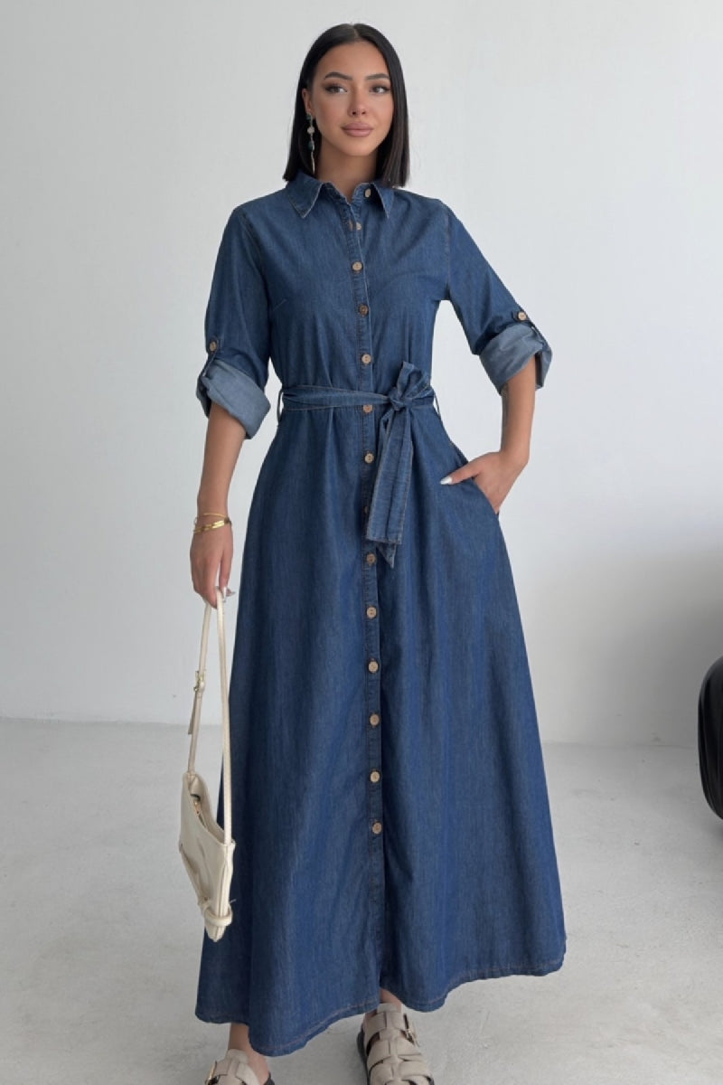 XLJ Buttoned Long Denim Dress - Granby