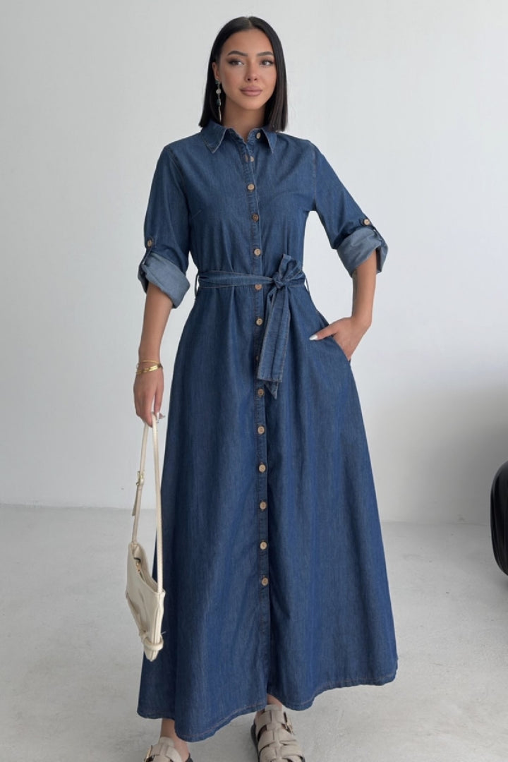 XLJ Buttoned Long Denim Dress - Granby