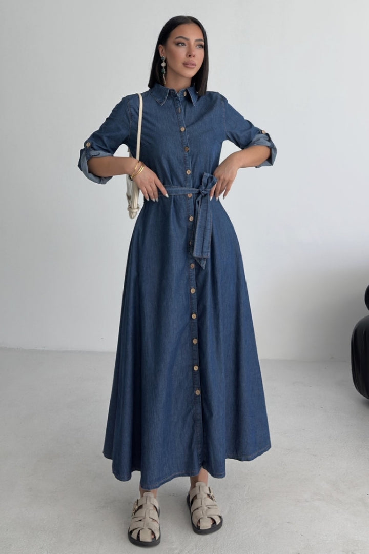 XLJ Buttoned Long Denim Dress - Granby