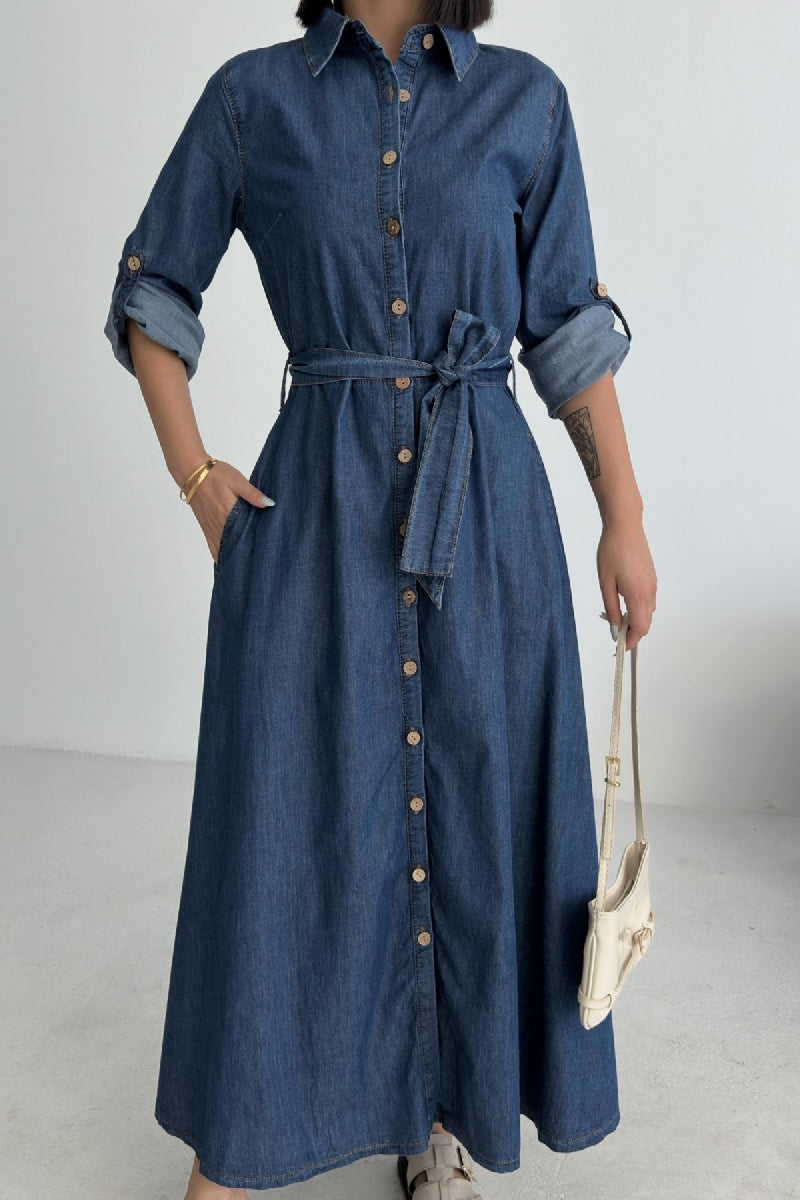 XLJ Buttoned Long Denim Dress - Granby