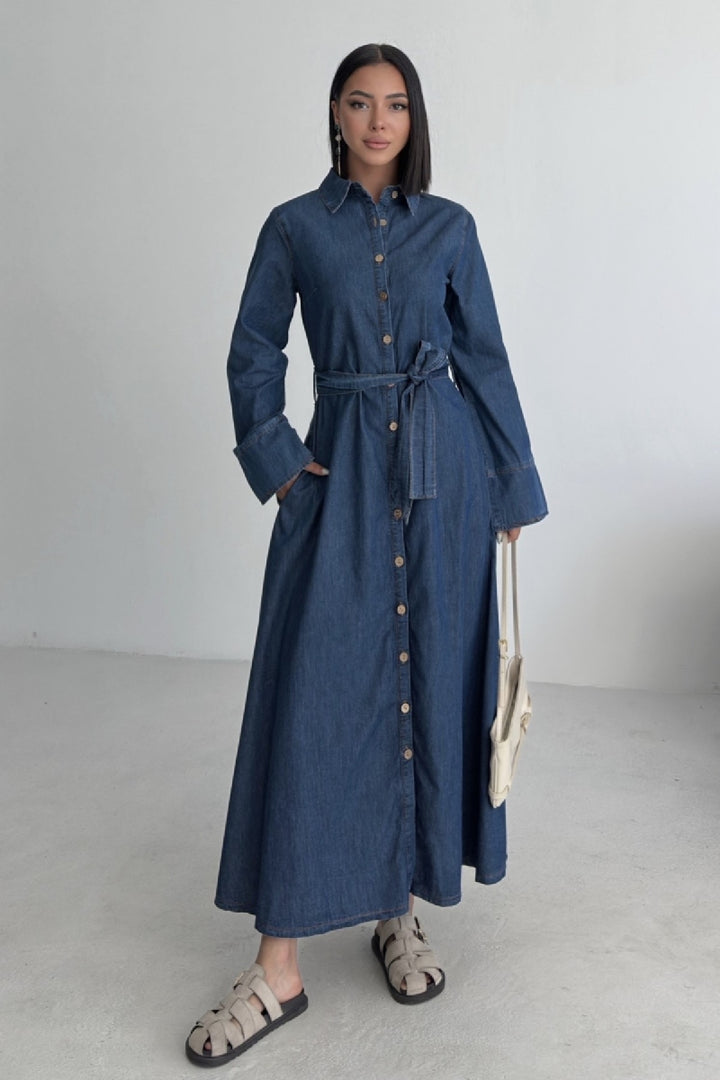 XLJ Buttoned Long Denim Dress - Granby