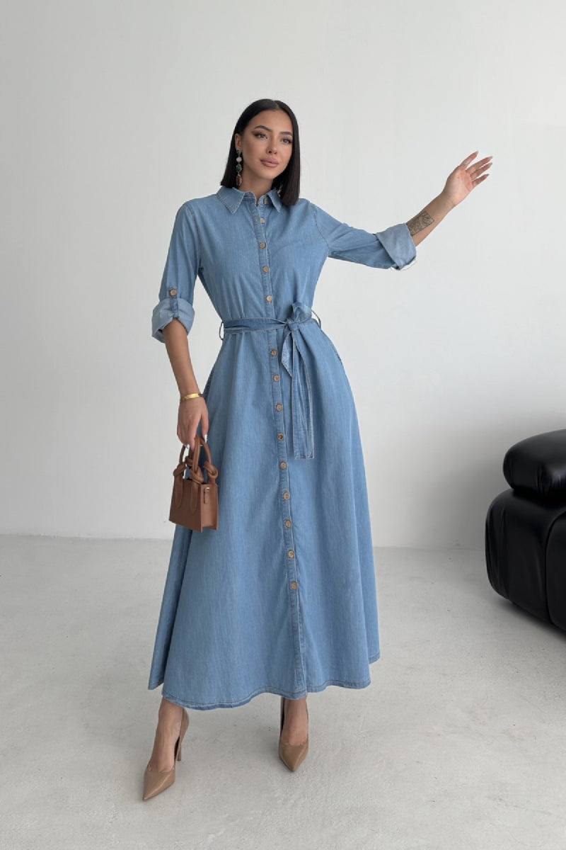 XLJ Buttoned Long Denim Dress - Bognor Regis
