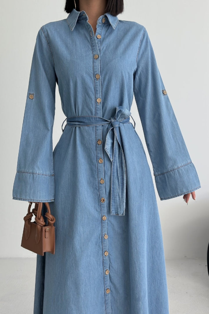 XLJ Buttoned Long Denim Dress - Bognor Regis