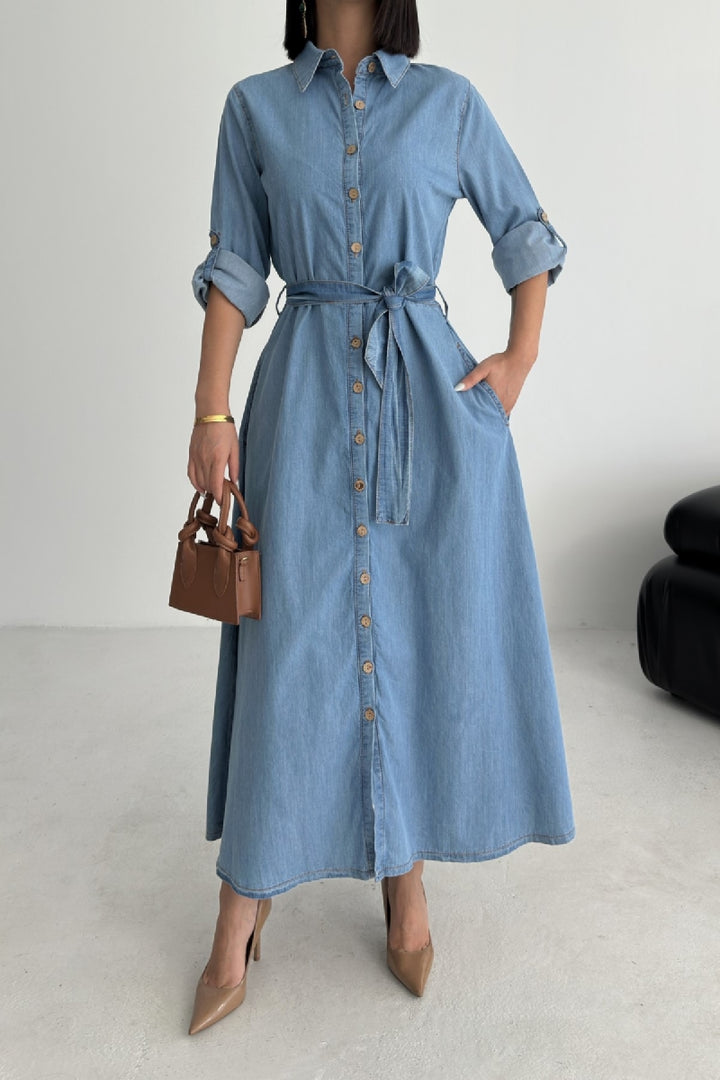 XLJ Buttoned Long Denim Dress - Bognor Regis