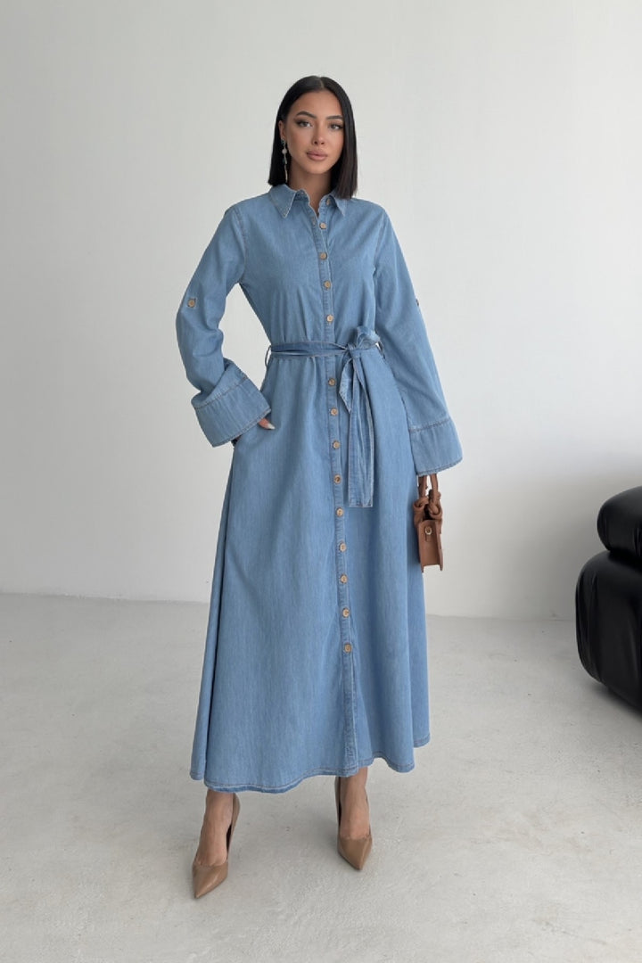 XLJ Buttoned Long Denim Dress - Bognor Regis