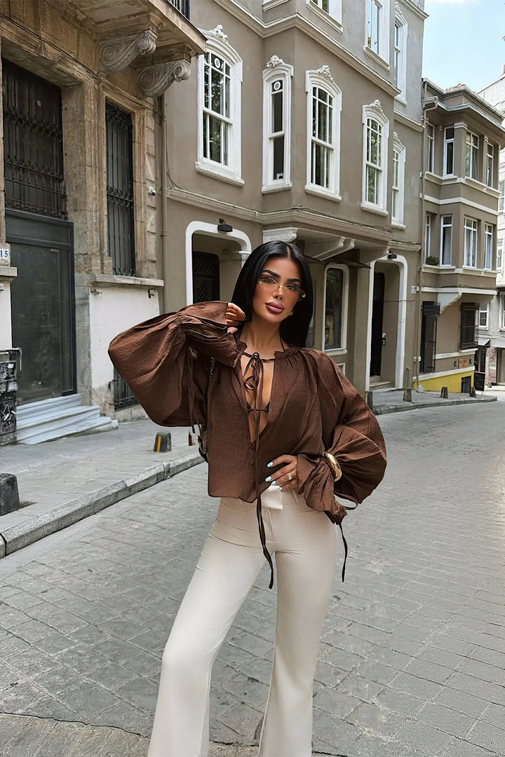EYY Women Dark Brown Gite Blouse - Halle-Neustadt