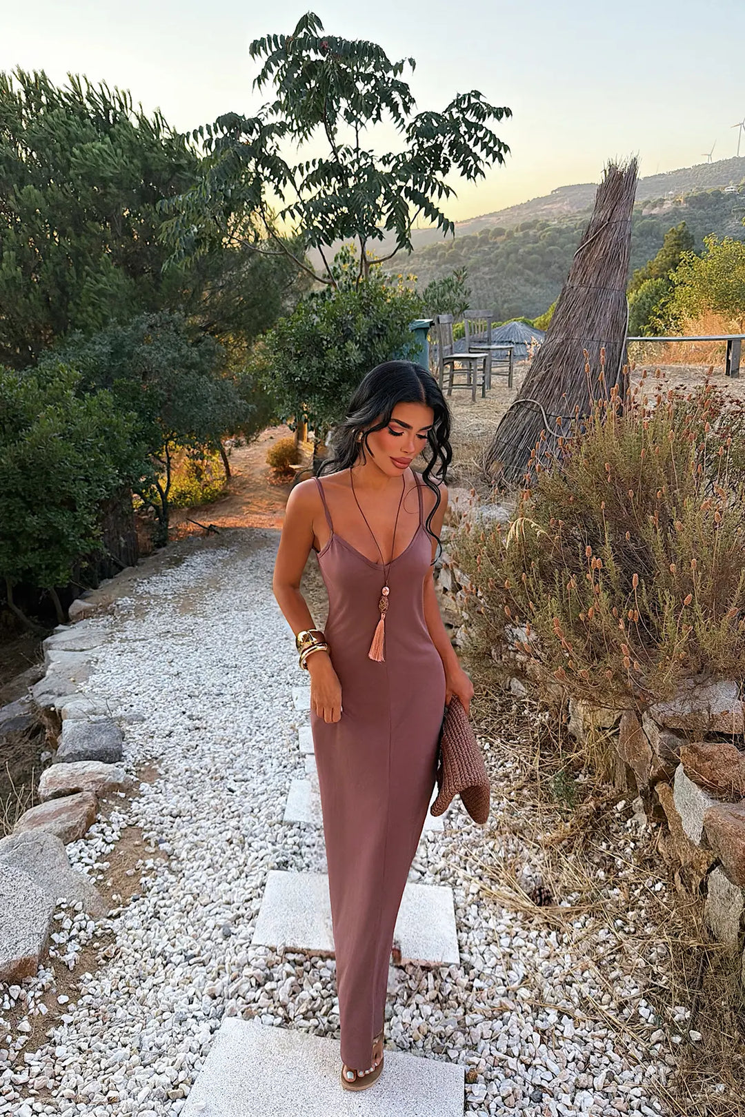 EYY Women Brown Strappy Midi Dress - Owings Mills