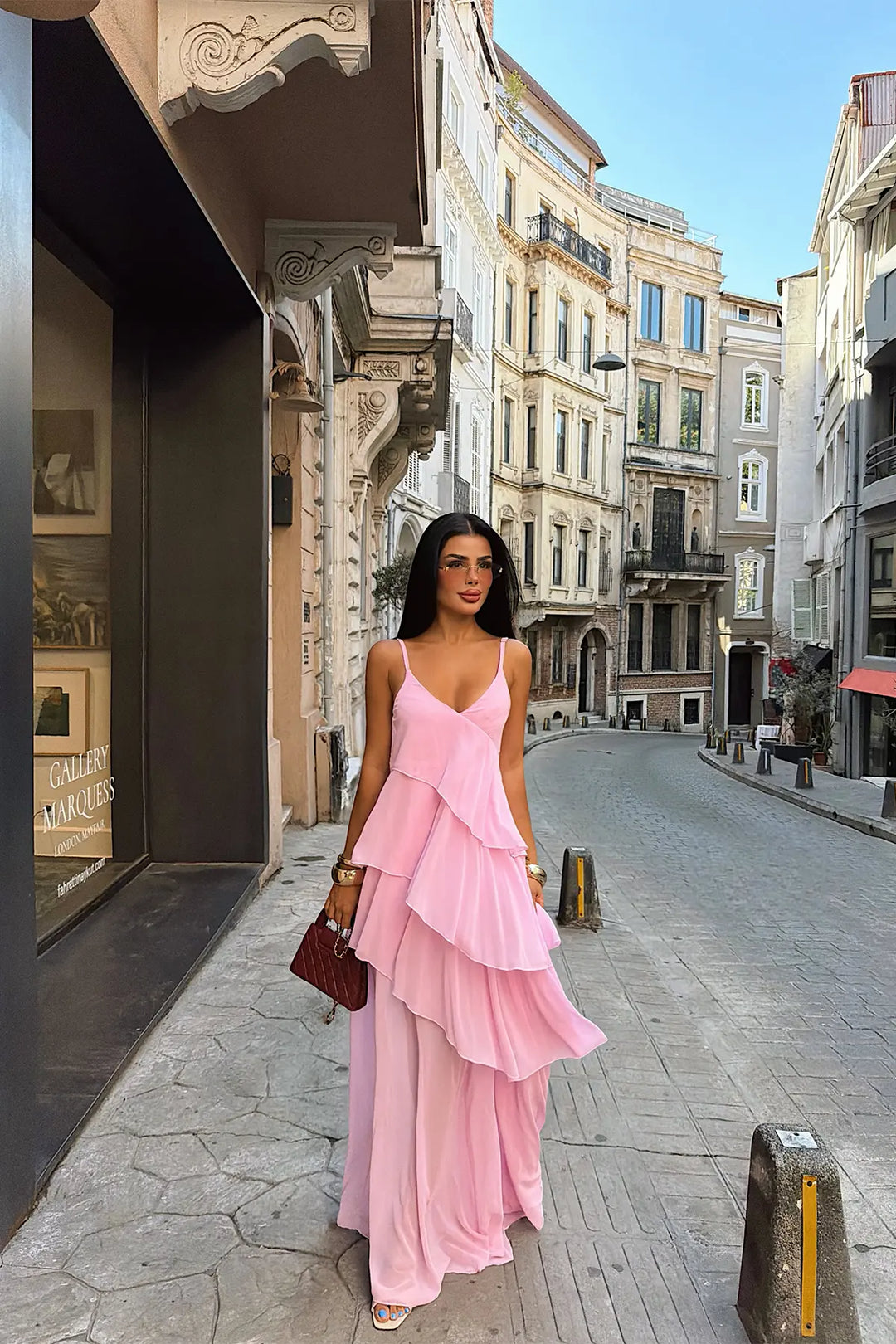 EYY Women Pink Strappy Tulle Dress - Macon