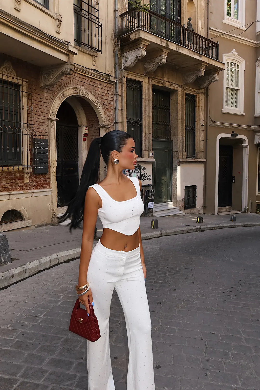 EYY Women Stone Detail Pants Set - Schaffhausen