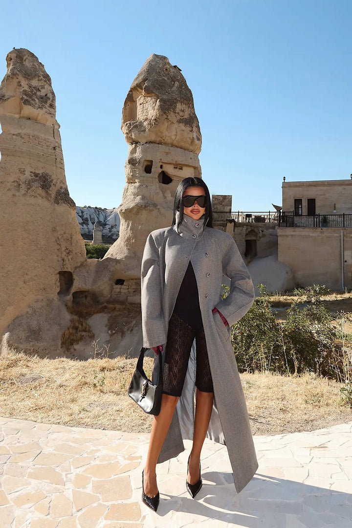EYY Women Gray Button Detail Coat - St. Petersburg