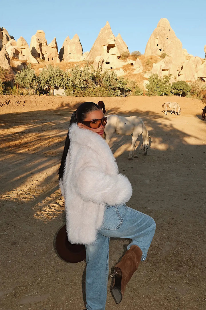 EYY Women Cream Rufina Fur Coat - Torrente