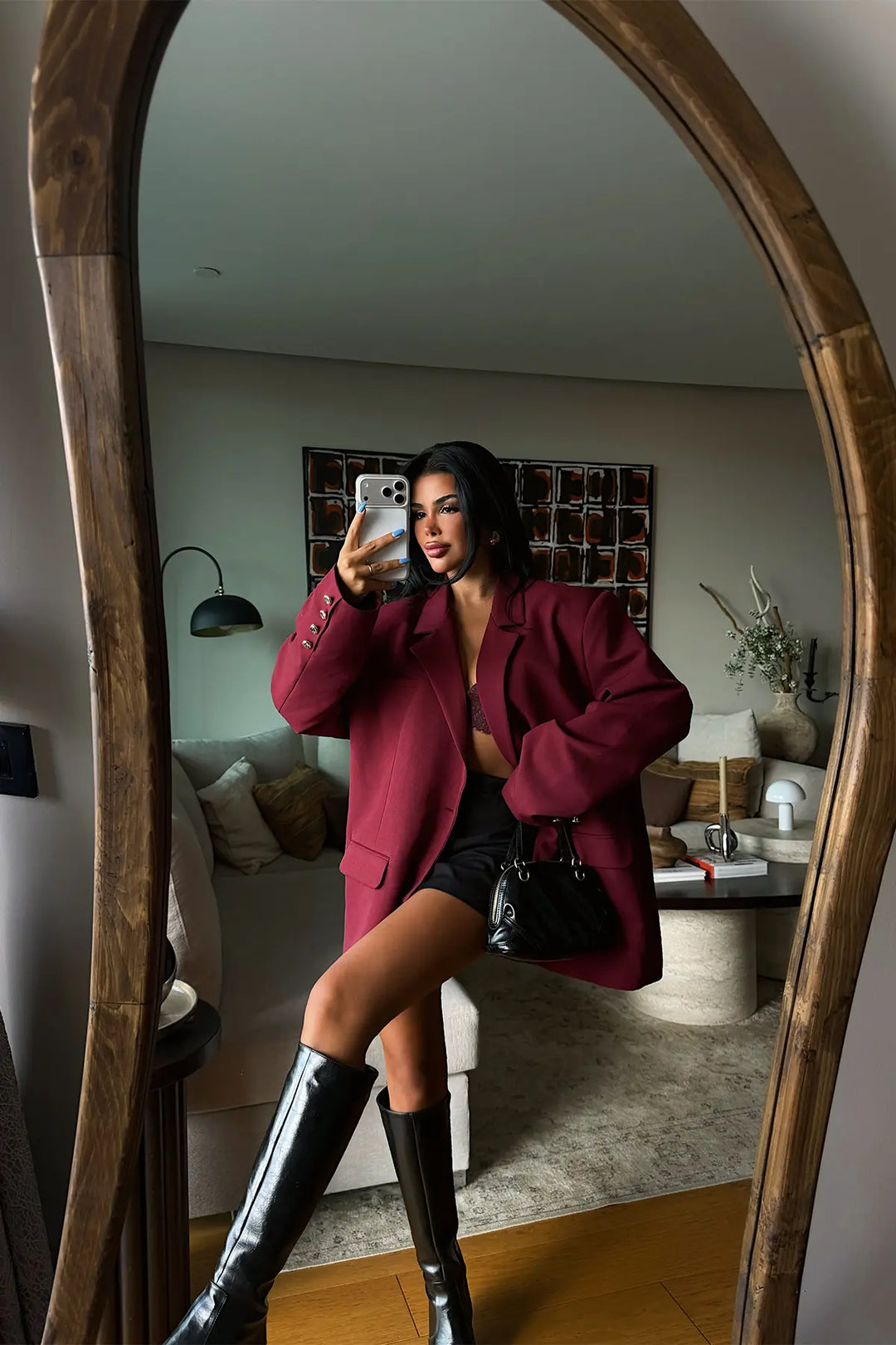 EYY Women Burgundy Jacket with Button Detail - Acatlán de Pérez Figueroa