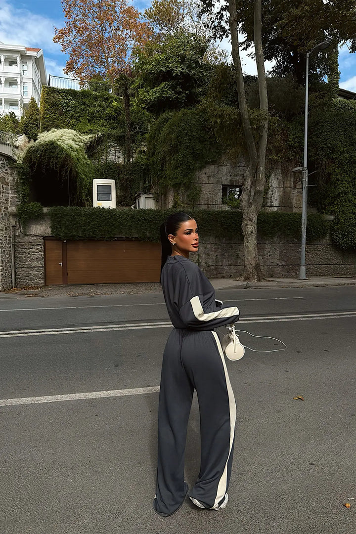 EYY Women Charcoal Grey 3-Piece Set with Zipper Detail - Etten-Leur