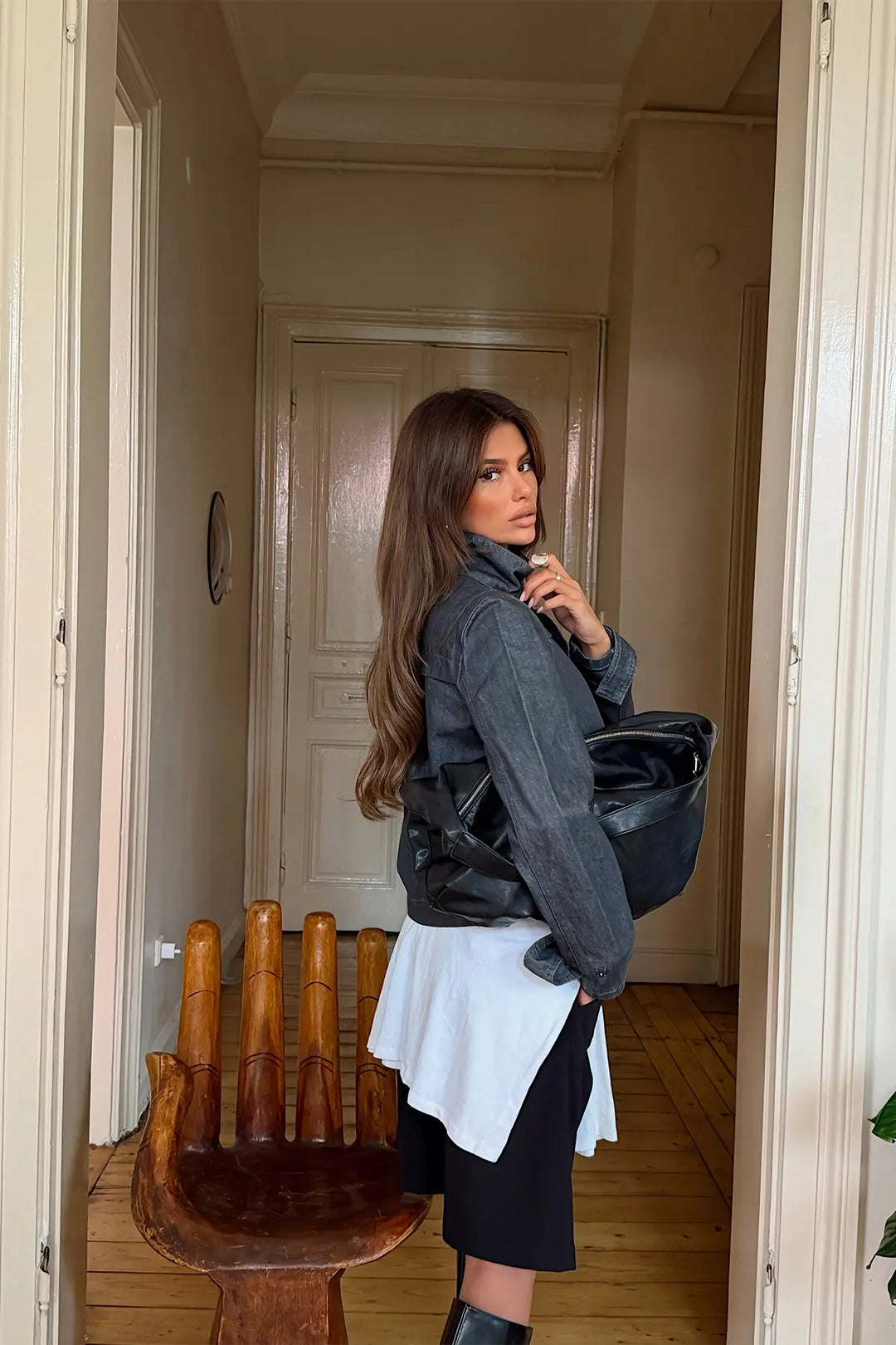 EYY Women Charcoal Jacket with Button Detail - Bountiful