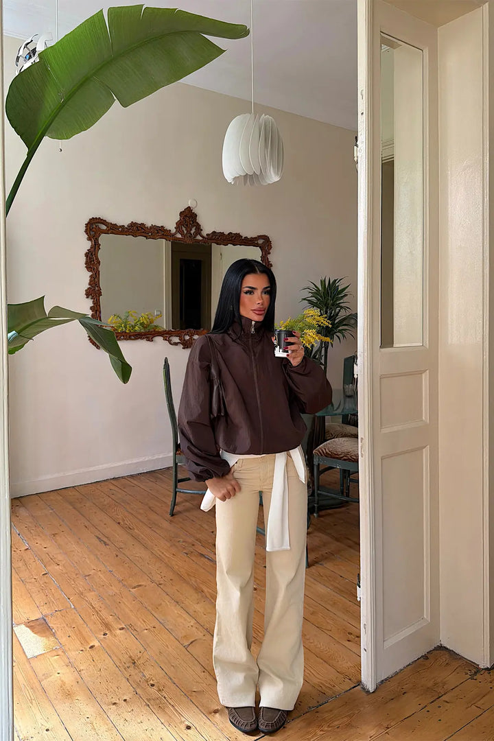 EYY Women Brown Jacket with Zipper Detail - Rosny-sous-Bois