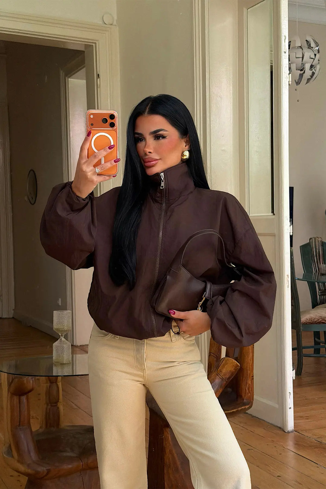 EYY Women Brown Jacket with Zipper Detail - Rosny-sous-Bois