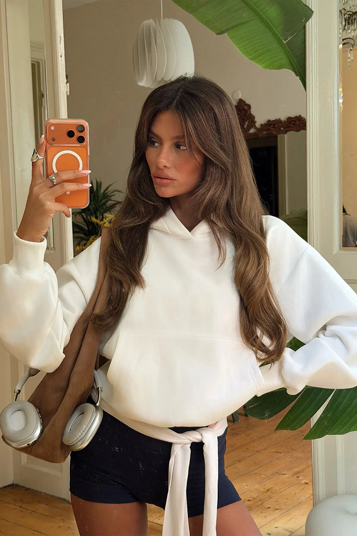 EYY Women White Basic Hoodie - Chieti