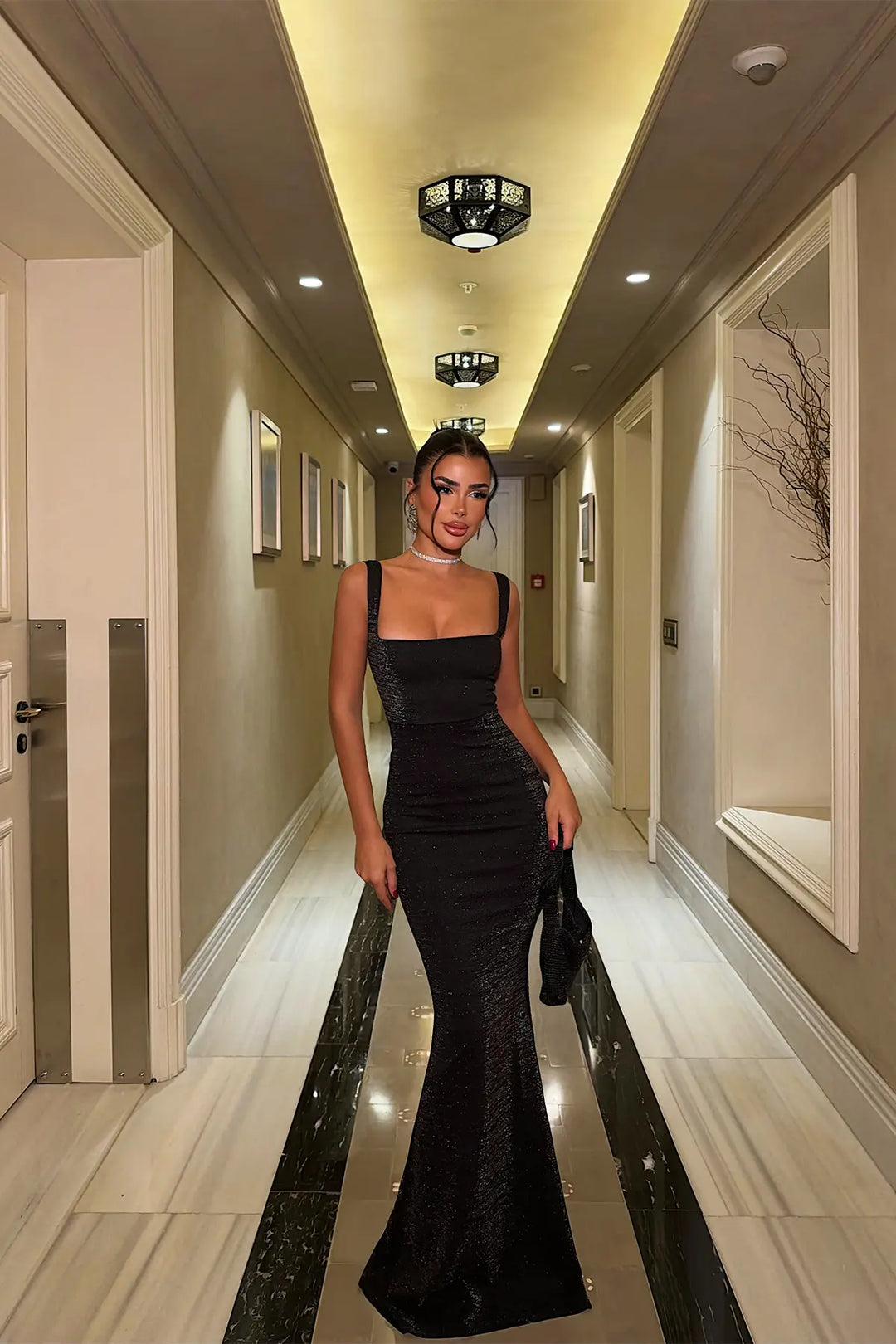 EYY Women Long Black Glittery Dress - Quincy
