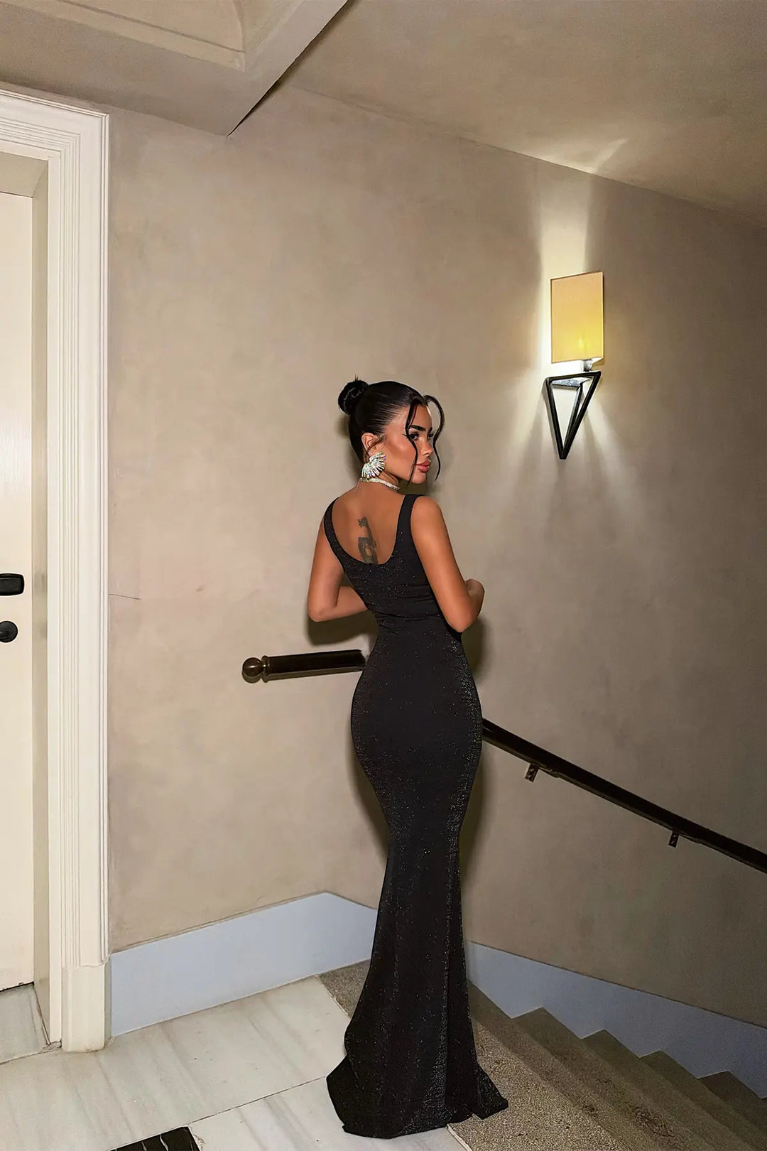 EYY Women Long Black Glittery Dress - Quincy