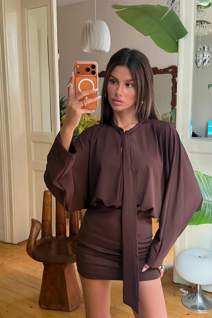 EYY Women Brown Front-Tie Dress - Burjasot