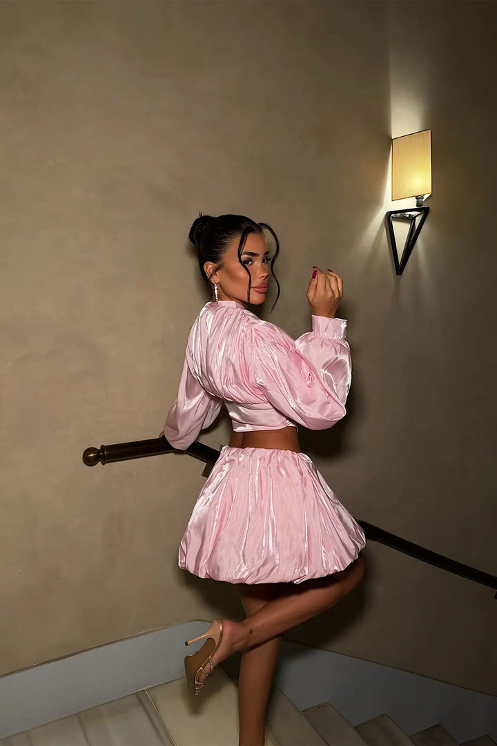 EYY Women Pink Skirt Set with Zipper Detail - Covilhã