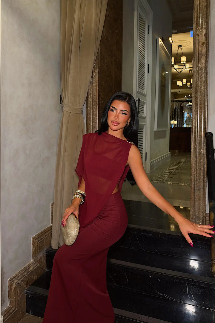 EYY Women Burgundy Skirt Set - Villepinte