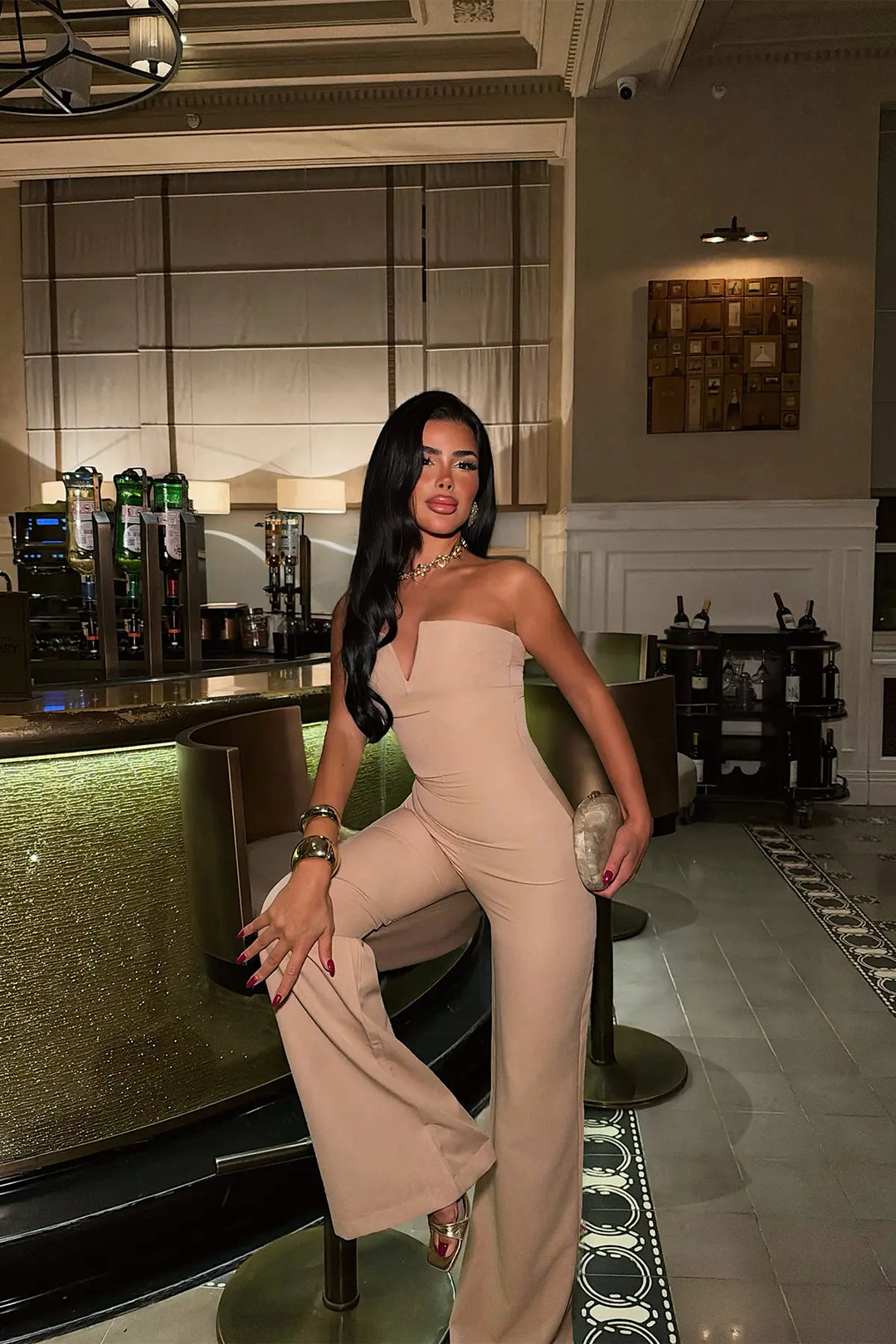 EYY Women Beige Jumpsuit with Slit Detail - Moore