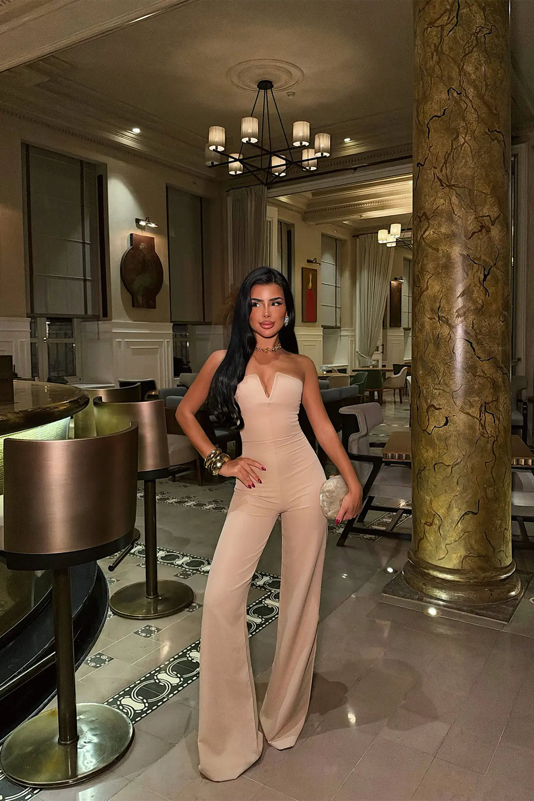 EYY Women Beige Jumpsuit with Slit Detail - Moore