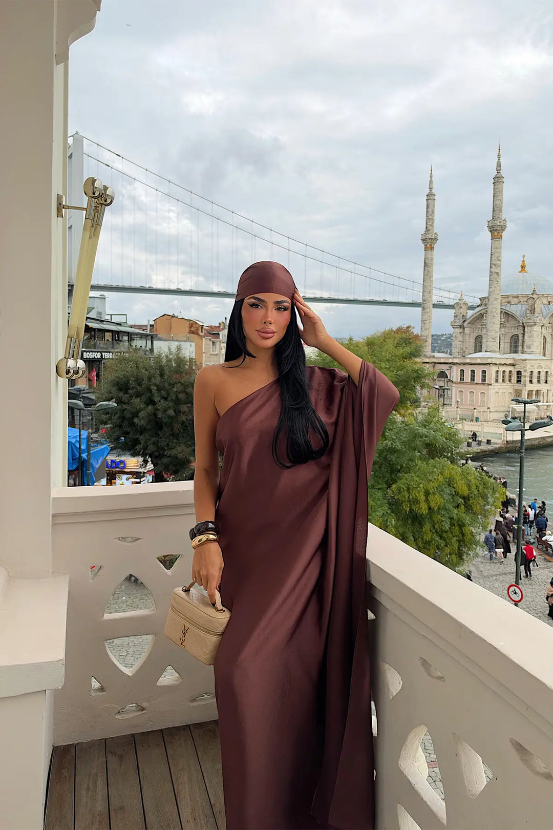 EYY Women Brown Satin Asymmetric Dress - Ridderkerk