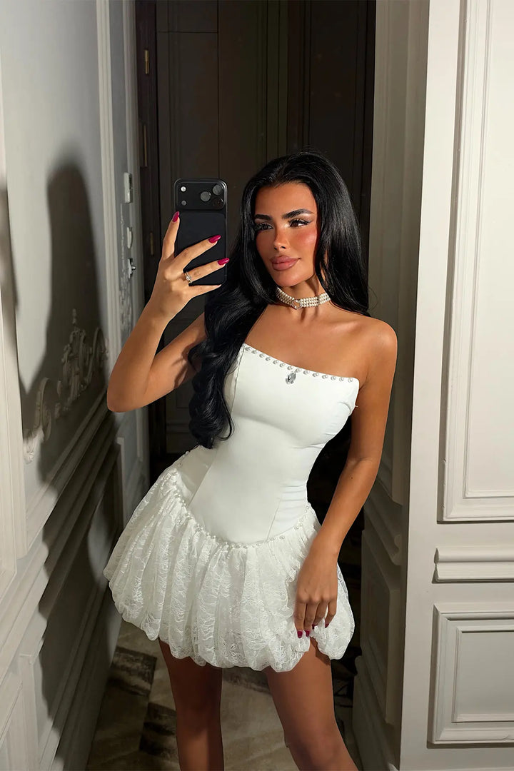 EYY Women White Strapless Mini Dress - Rosny-sous-Bois