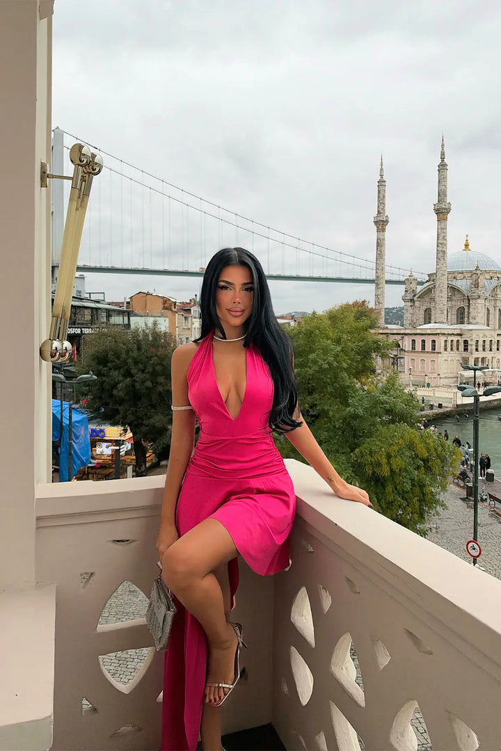EYY Women Fuchsia Asymmetric-Cut Dress - Gondomar
