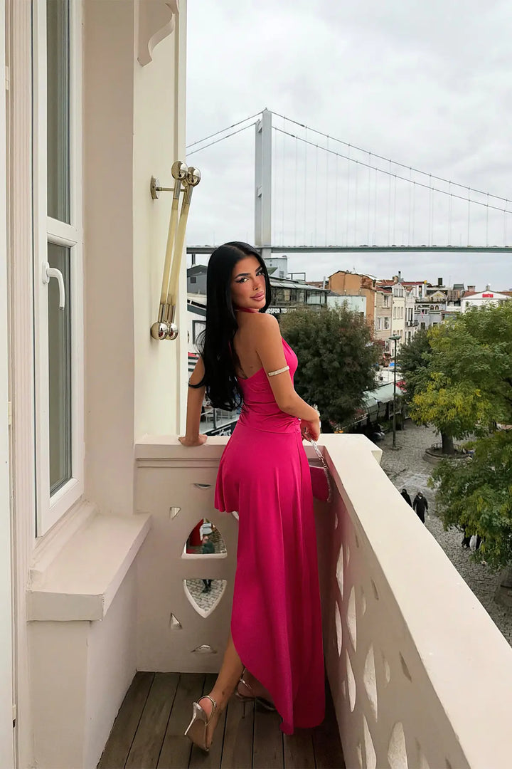 EYY Women Fuchsia Asymmetric-Cut Dress - Gondomar