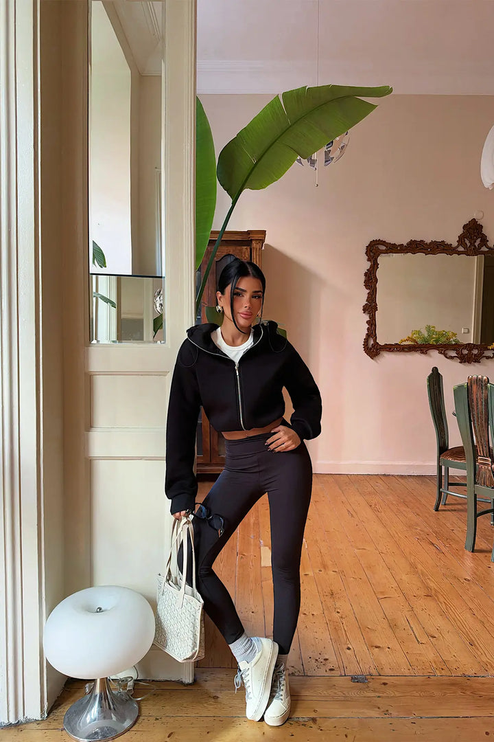 EYY Women Tracksuit Set with Black Zipper Detail - Messina
