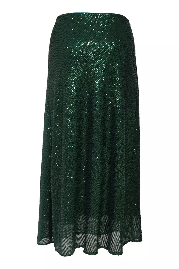 FRV Green stamp sequins sleeveless midi skirt - Salvatierra
