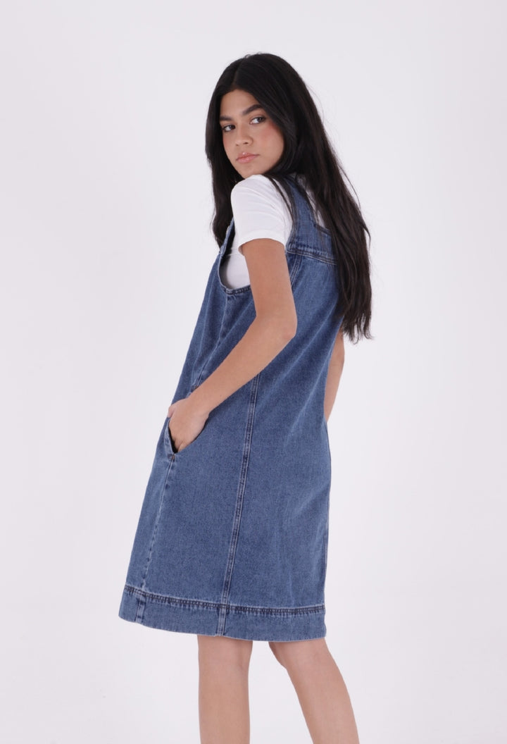 XLJ Side Pocket Classic Denim Dress with Strap - Braunschweig
