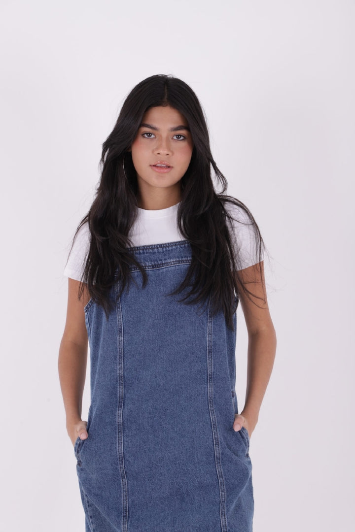 XLJ Side Pocket Classic Denim Dress with Strap - Braunschweig