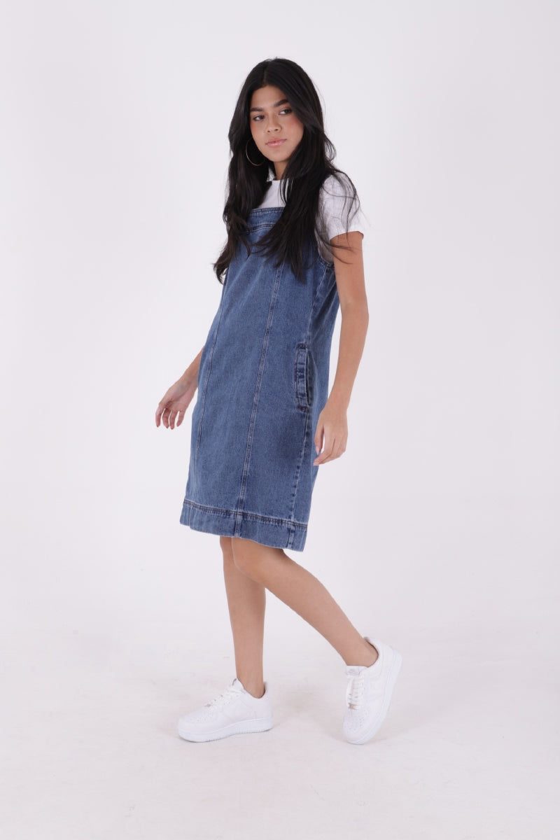 XLJ Side Pocket Classic Denim Dress with Strap - Braunschweig