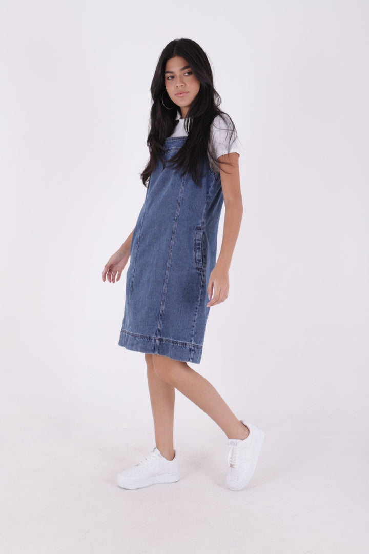 XLJ Side Pocket Classic Denim Dress with Strap - Braunschweig