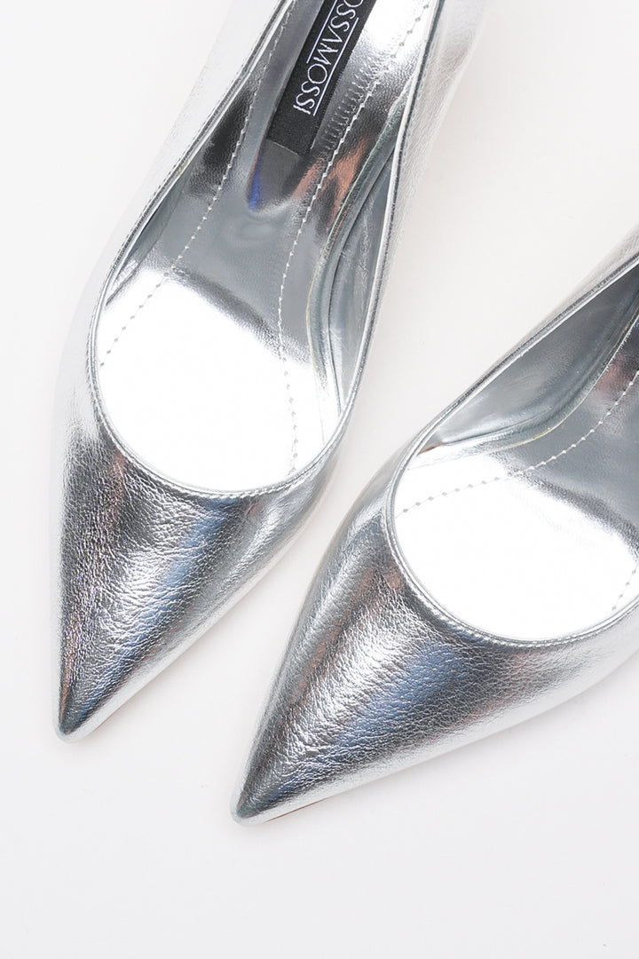 DSM Ernio Silver Wrinkled Leather High Heel Women's Shoe - Enerhodar